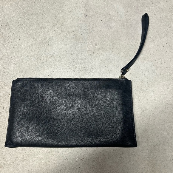 MICHAEL KORS Jet Set Black Large Zip Logo Pouch Clutch Luxury Pebbled Leather - Picture 3 of 10